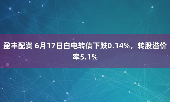 盈丰配资 6月17日白电转债下跌0.14%，转股溢价率5.1%