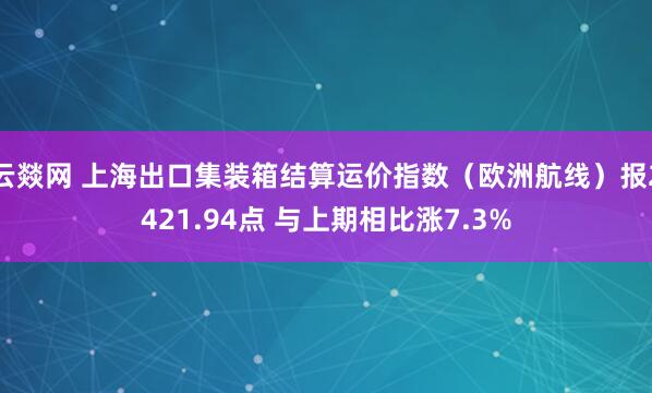 云燚网 上海出口集装箱结算运价指数（欧洲航线）报2421.94点 与上期相比涨7.3%